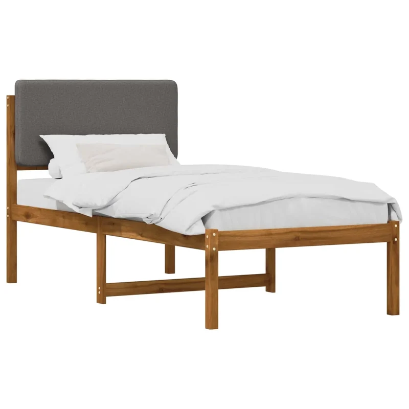 Letto con Testiera Rivestita Naturale e Grigio Chiaro 904359