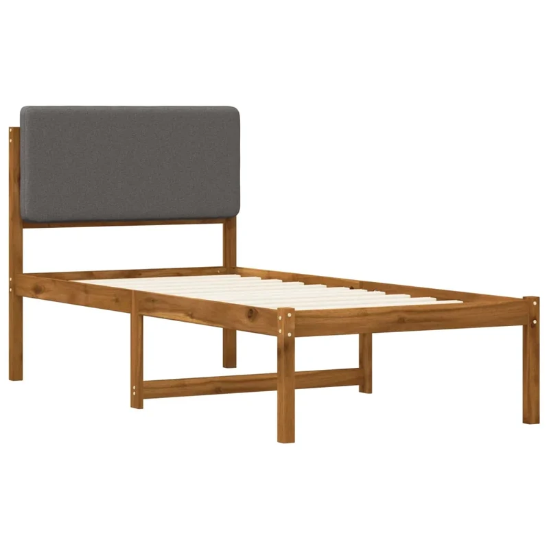 Letto con Testiera Rivestita Naturale e Grigio Chiaro 904359