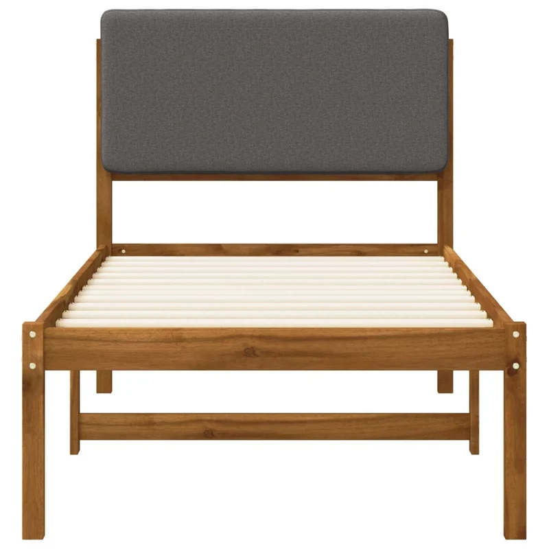 Letto con Testiera Rivestita Naturale e Grigio Chiaro 904359