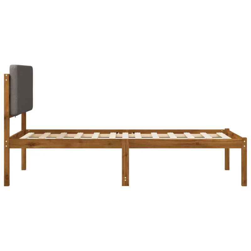 Letto con Testiera Rivestita Naturale e Grigio Chiaro 904359
