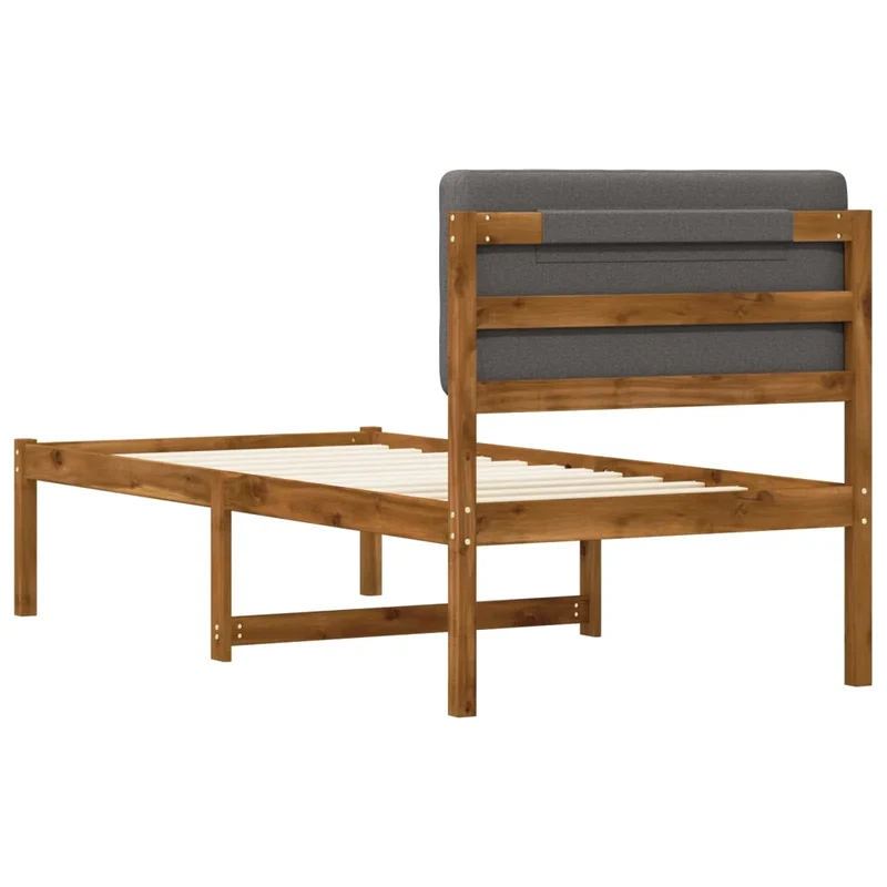 Letto con Testiera Rivestita Naturale e Grigio Chiaro 904359