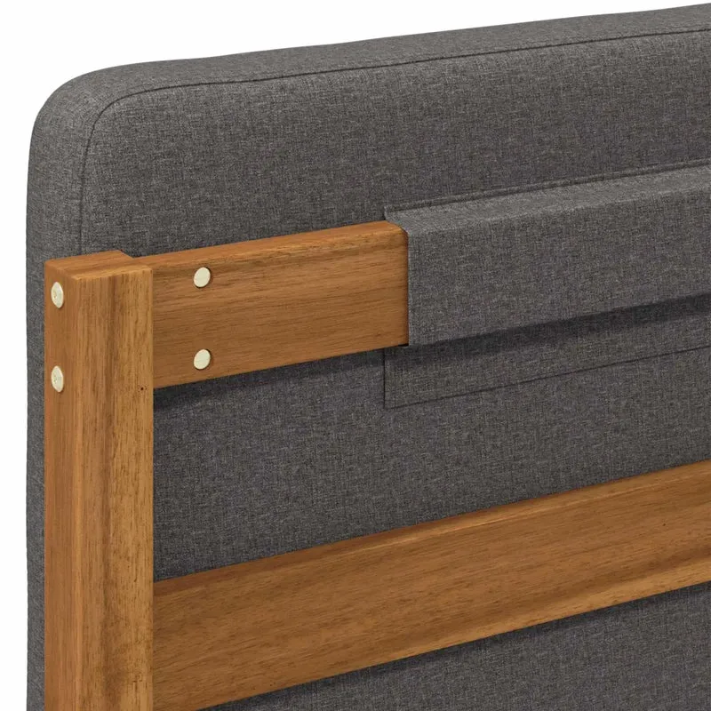 Letto con Testiera Rivestita Naturale e Grigio Chiaro 904359