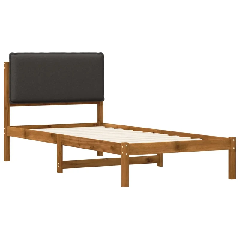 Letto con Testiera Rivestita Naturale e Grigio Scuro 903935