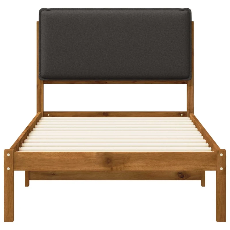 Letto con Testiera Rivestita Naturale e Grigio Scuro 903935
