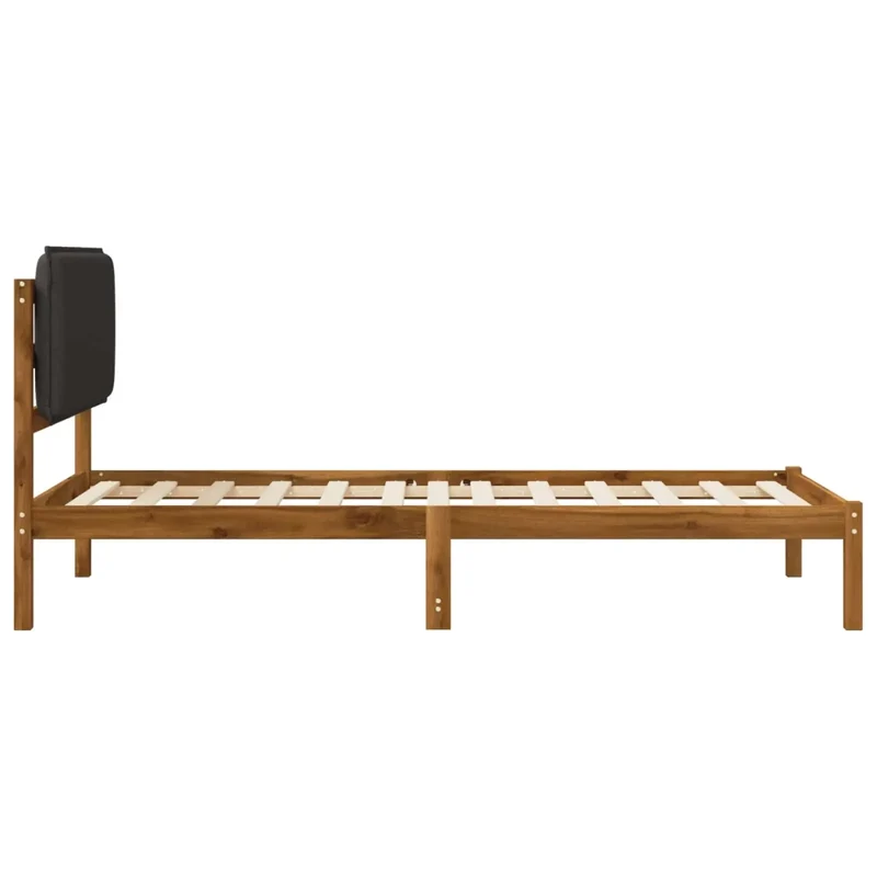 Letto con Testiera Rivestita Naturale e Grigio Scuro 903935