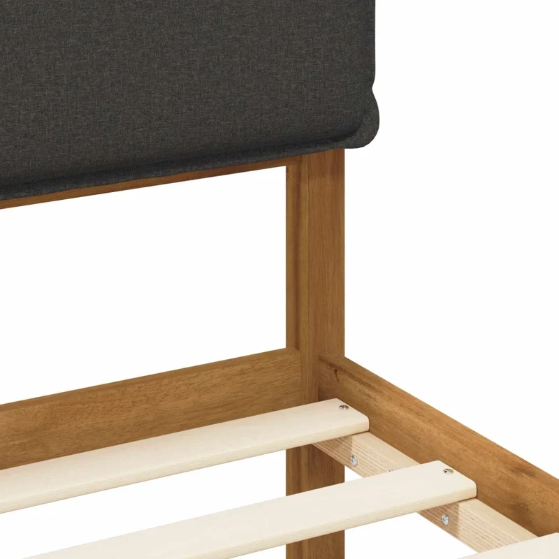 Letto con Testiera Rivestita Naturale e Grigio Scuro 903935