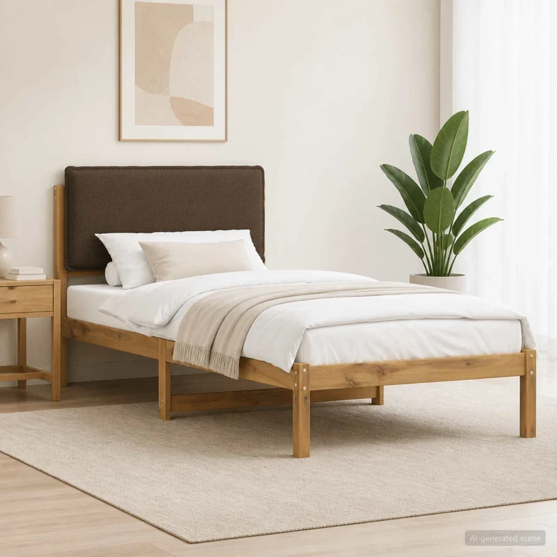 Letto con Testiera Rivestita Bianco lavato e taupe 90 x 200 cm 903937