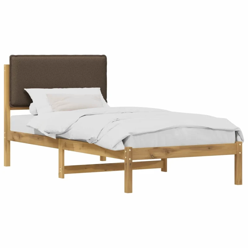 Letto con Testiera Rivestita Bianco lavato e taupe 90 x 200 cm 903937