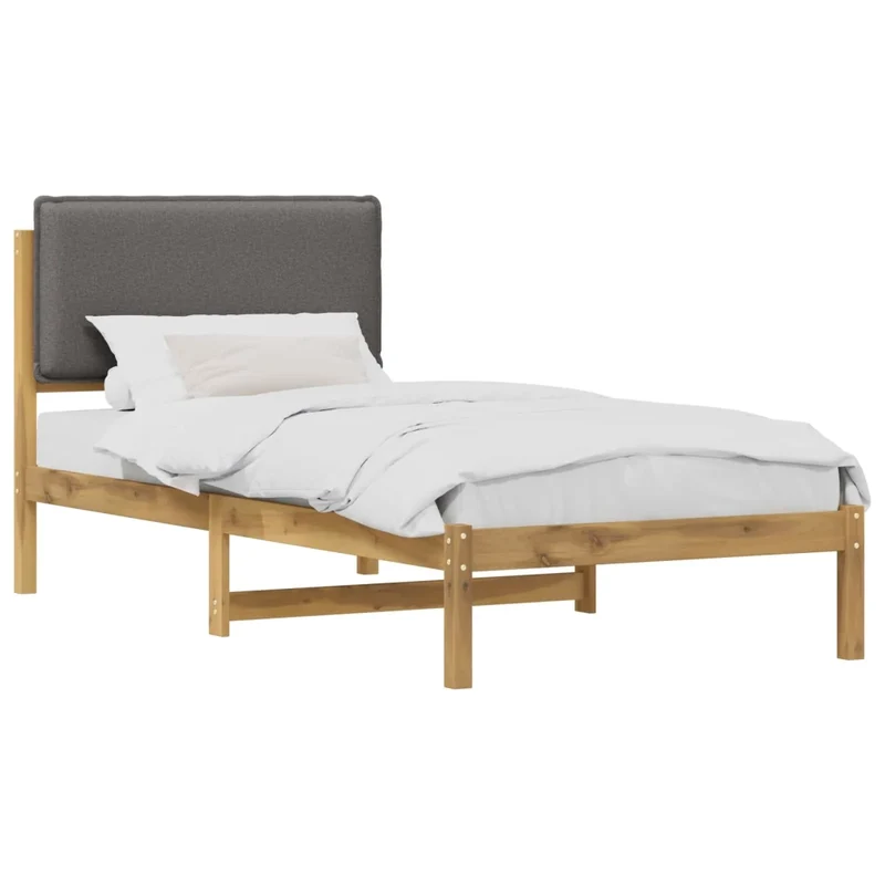 Letto con Testiera Rivestita Bianco lavato e grigio chiaro 903934
