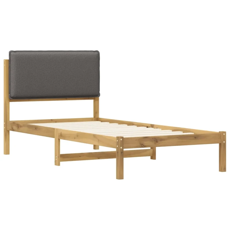 Letto con Testiera Rivestita Bianco lavato e grigio chiaro 903934