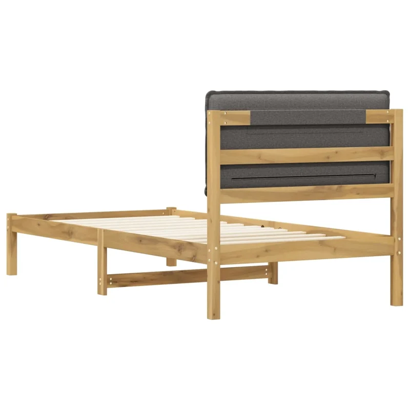 Letto con Testiera Rivestita Bianco lavato e grigio chiaro 903934