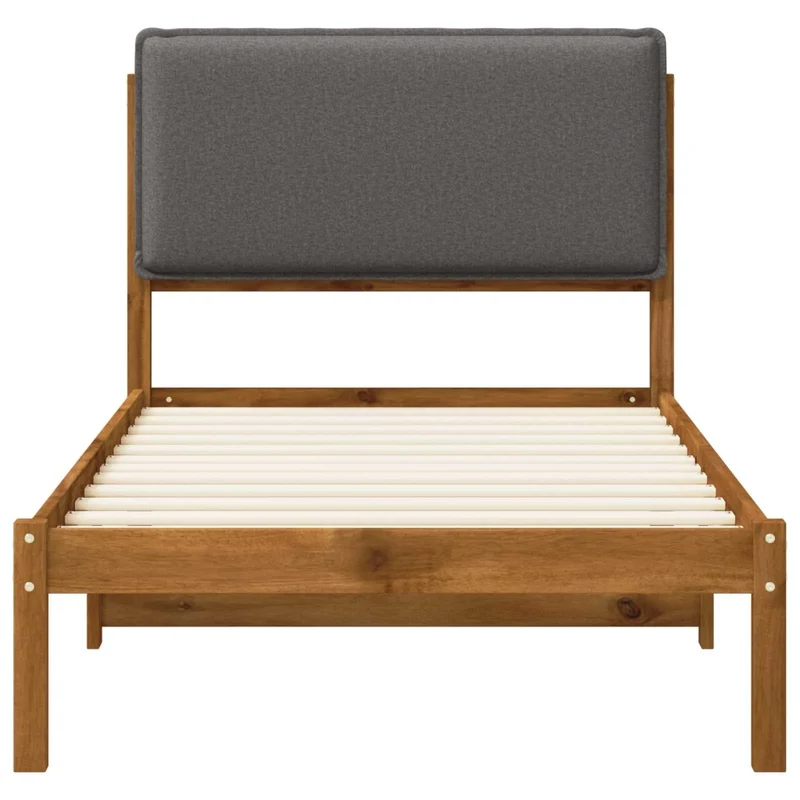 Letto con Testiera Rivestita Naturale e Grigio Chiaro 903933