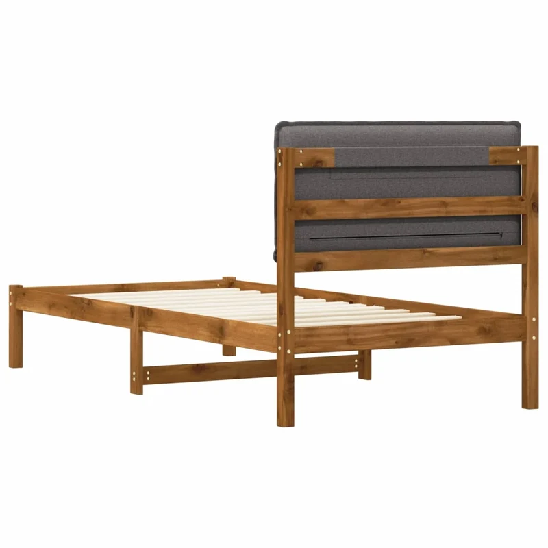 Letto con Testiera Rivestita Naturale e Grigio Chiaro 903933