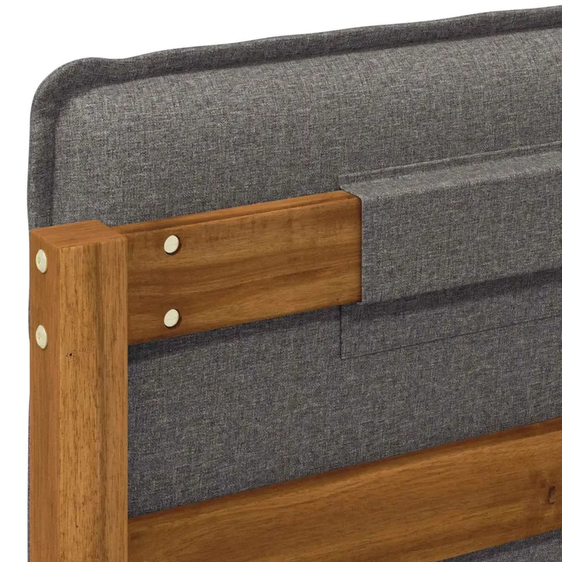 Letto con Testiera Rivestita Naturale e Grigio Chiaro 903933