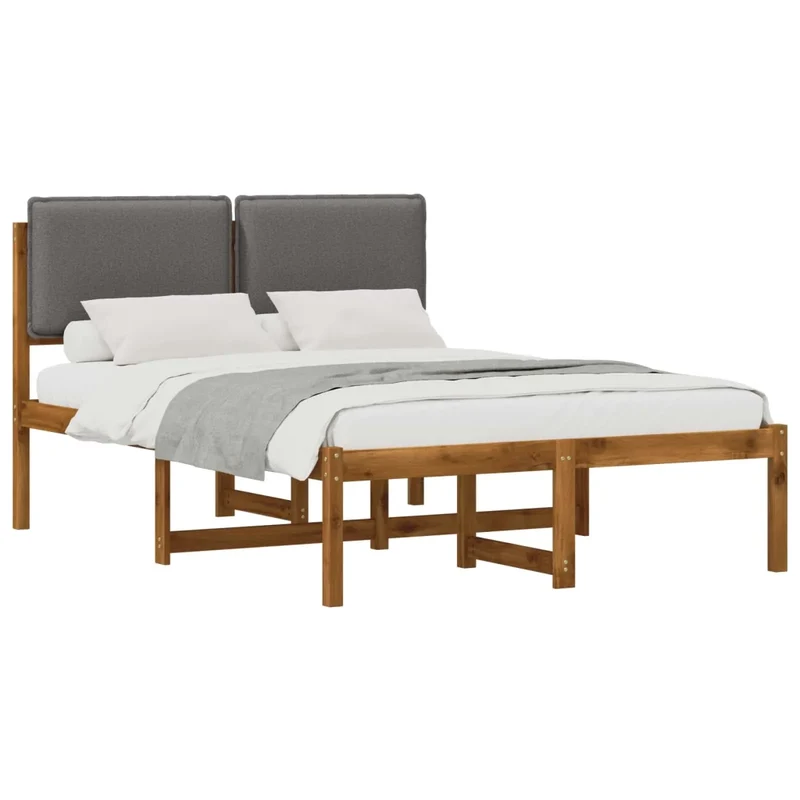 Letto con Testiera Rivestita Naturale e Grigio Chiaro 3425329
