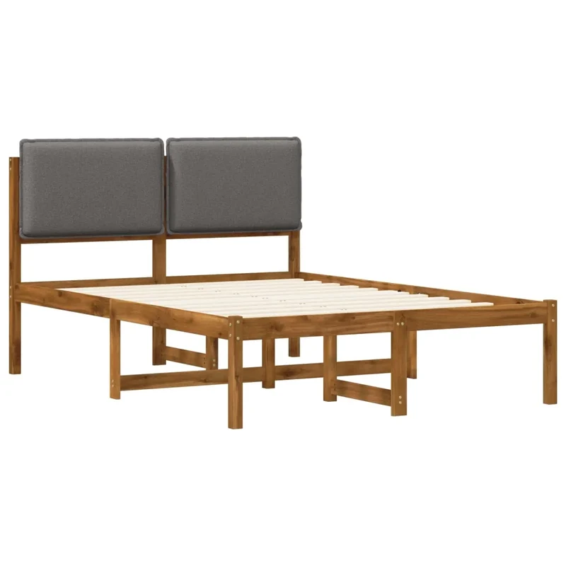 Letto con Testiera Rivestita Naturale e Grigio Chiaro 3425329
