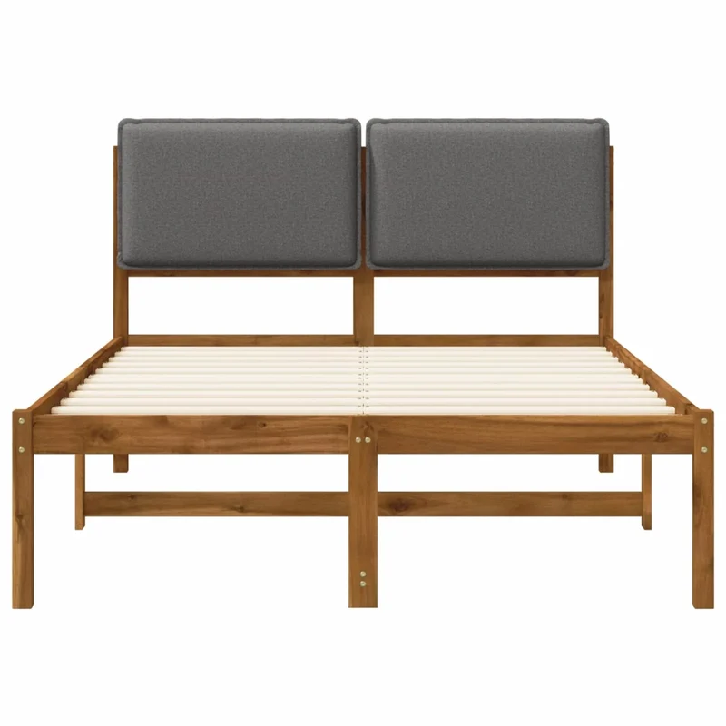 Letto con Testiera Rivestita Naturale e Grigio Chiaro 3425329