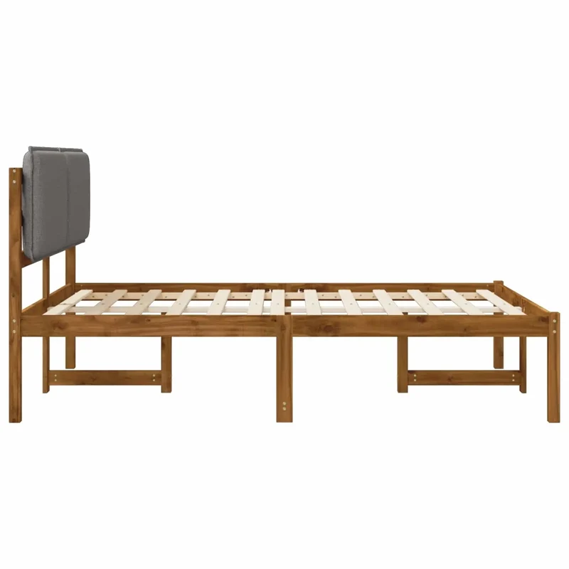 Letto con Testiera Rivestita Naturale e Grigio Chiaro 3425329