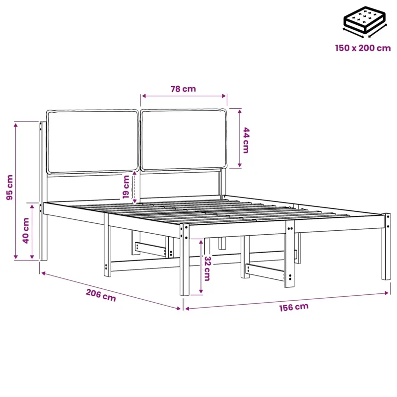 Letto con Testiera Rivestita Naturale e Grigio Chiaro 3425329