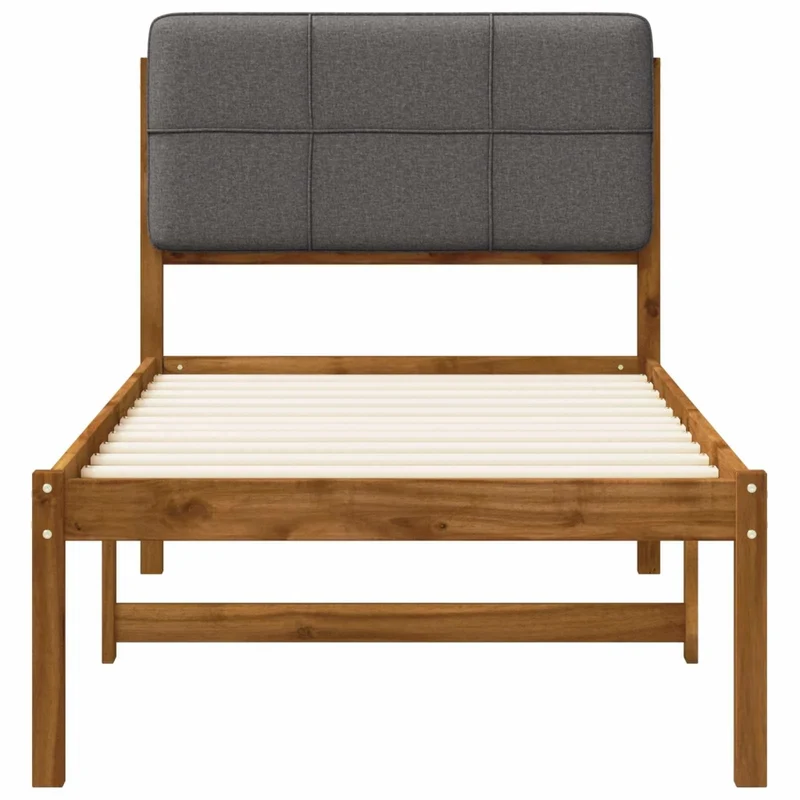 Letto con Testiera Rivestita Naturale e Grigio Chiaro 904431