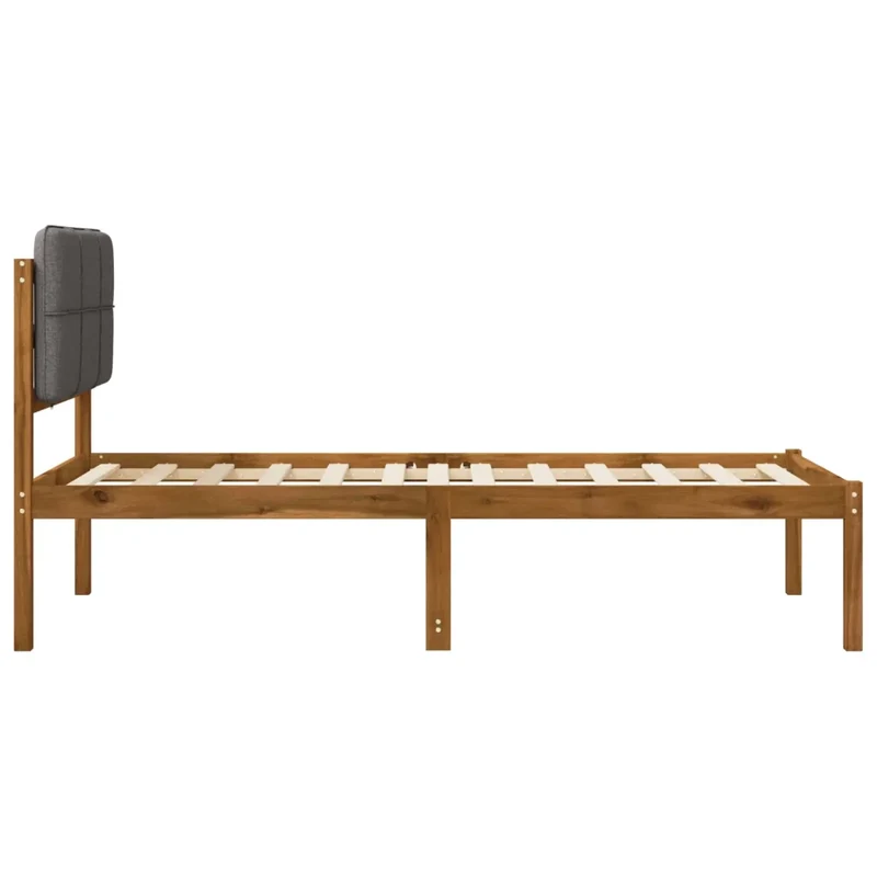 Letto con Testiera Rivestita Naturale e Grigio Chiaro 904431