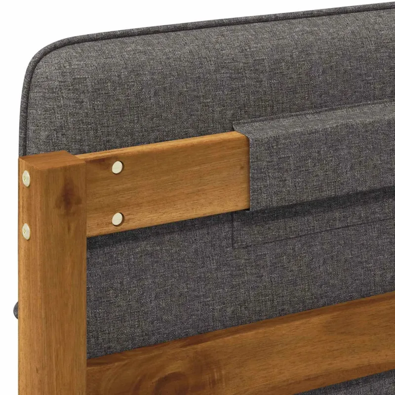 Letto con Testiera Rivestita Naturale e Grigio Chiaro 904431