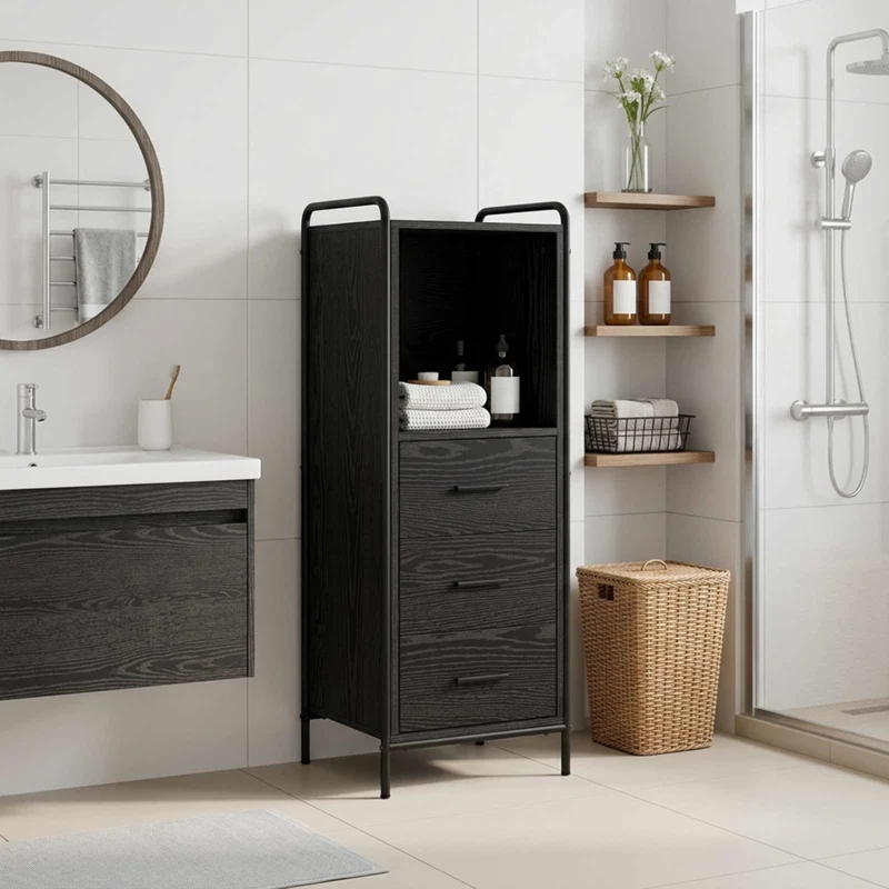 Mobile da Bagno Rovere Nero 40 x 36 x 109,5 cm 8014046