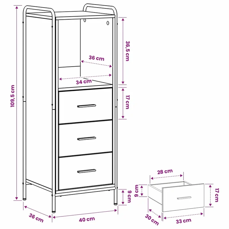 Mobile da Bagno Rovere Fumo 40 x 36 x 109,5 cm 8014048