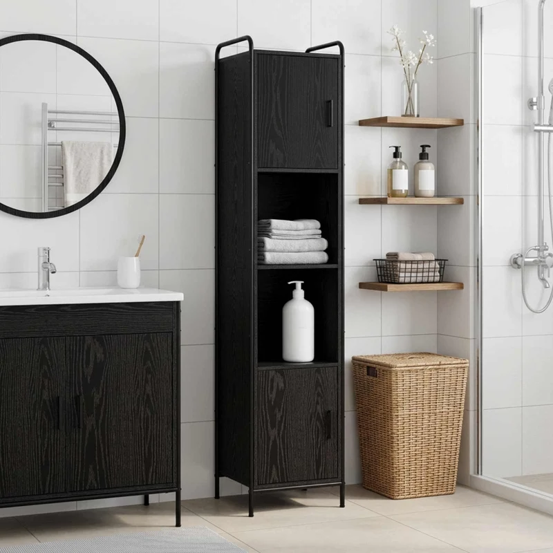 Mobile da Bagno Rovere Nero 46 x 36 x 181 cm 8014028