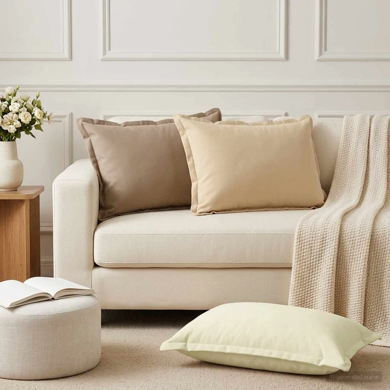 Federa 2 pz HOUTEN Beige 50 x 75 cm Poliestere 919875