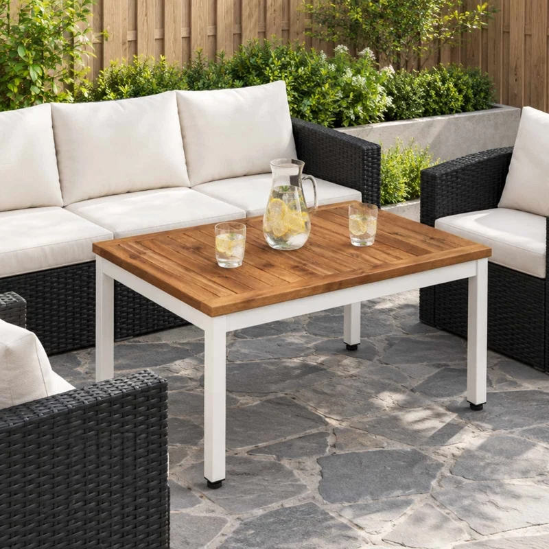 Tavolino da salotto Naturale e Bianco 49 x 68,5 x 36 cm 901281