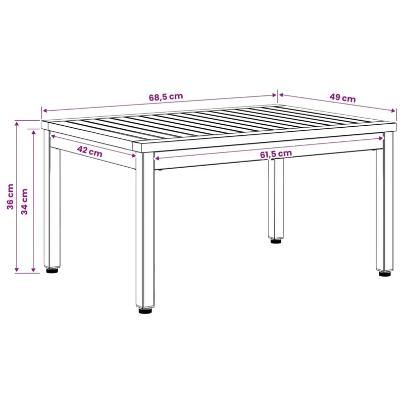Tavolino da salotto Naturale e Bianco 49 x 68,5 x 36 cm 901281