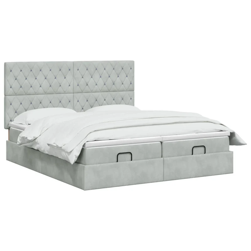 Letto ottomano con materasso 2 pz Grigio Chiaro Velluto 3457896