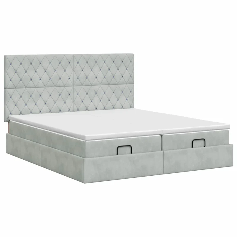 Letto ottomano con materasso 2 pz Grigio Chiaro Velluto 3457896