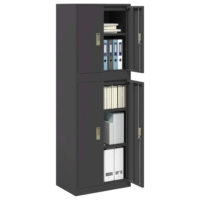 Armadio 2 pz Nero 60 x 40 x 175 cm Acciaio Bloccabile 3438753