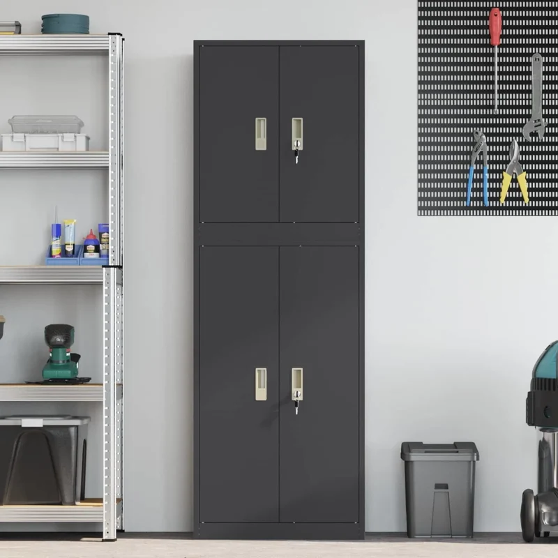 Armadio 2 pz Nero 60 x 40 x 175 cm Acciaio Bloccabile 3438753