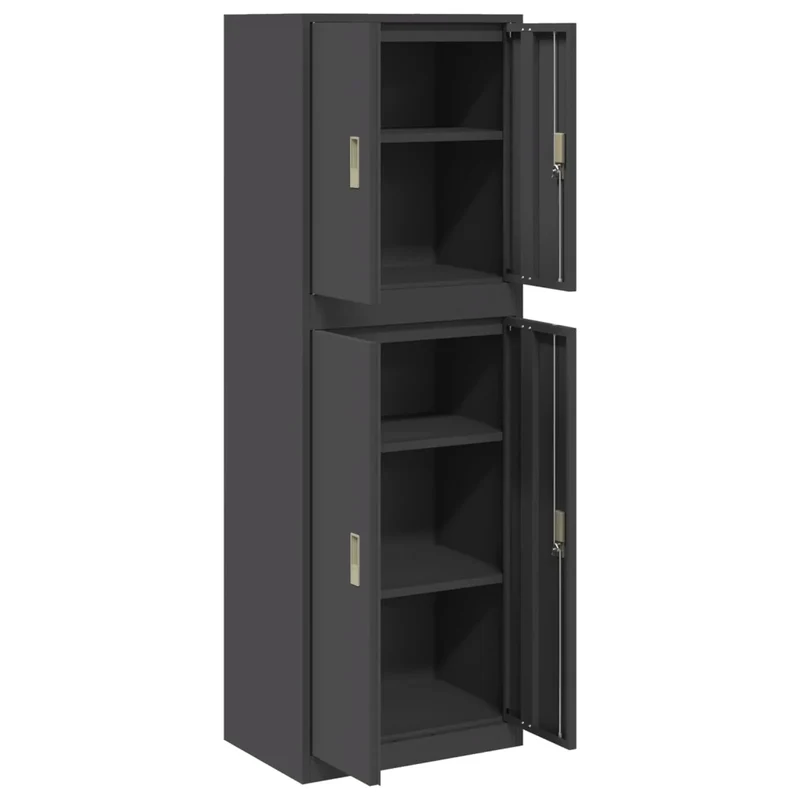 Armadio 2 pz Nero 60 x 40 x 175 cm Acciaio Bloccabile 3438753