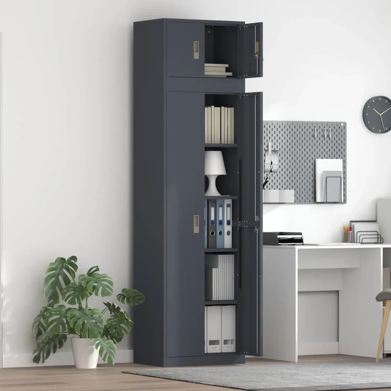Armadio 2 pz Antracite 60 x 40 x 220 cm Acciaio Bloccabile 3438707