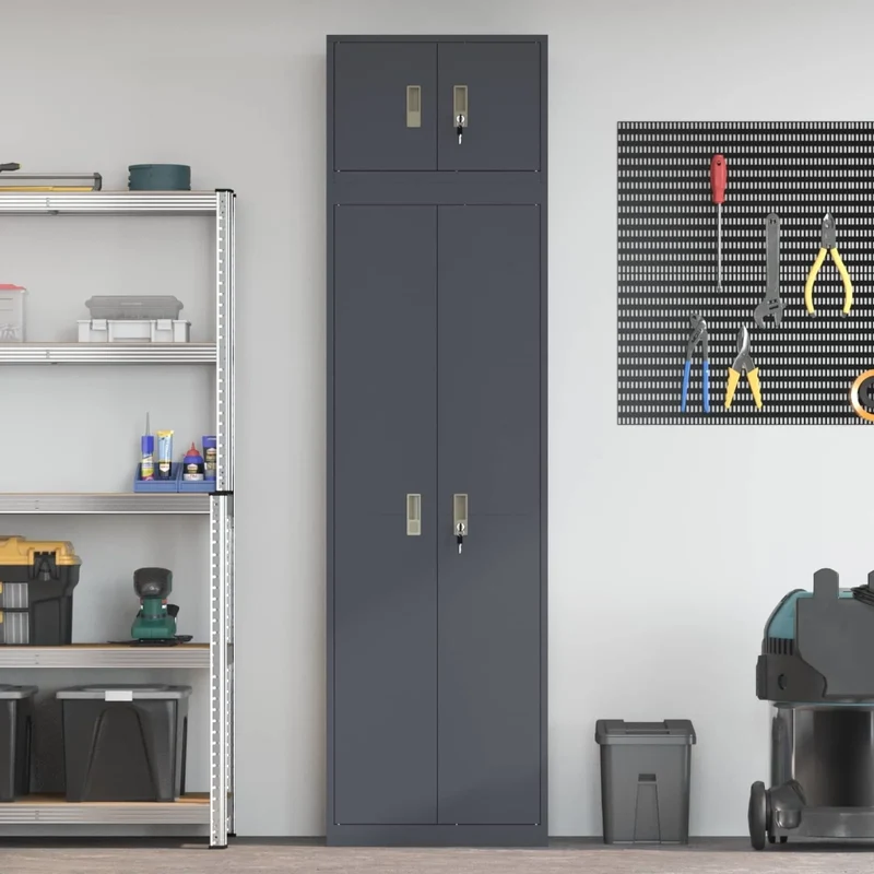 Armadio 2 pz Antracite 60 x 40 x 220 cm Acciaio Bloccabile 3438707