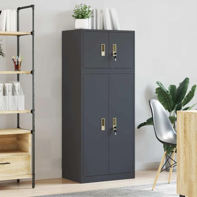 Armadio 2 pz Antracite 60 x 40 x 145 cm Acciaio Bloccabile 3438695