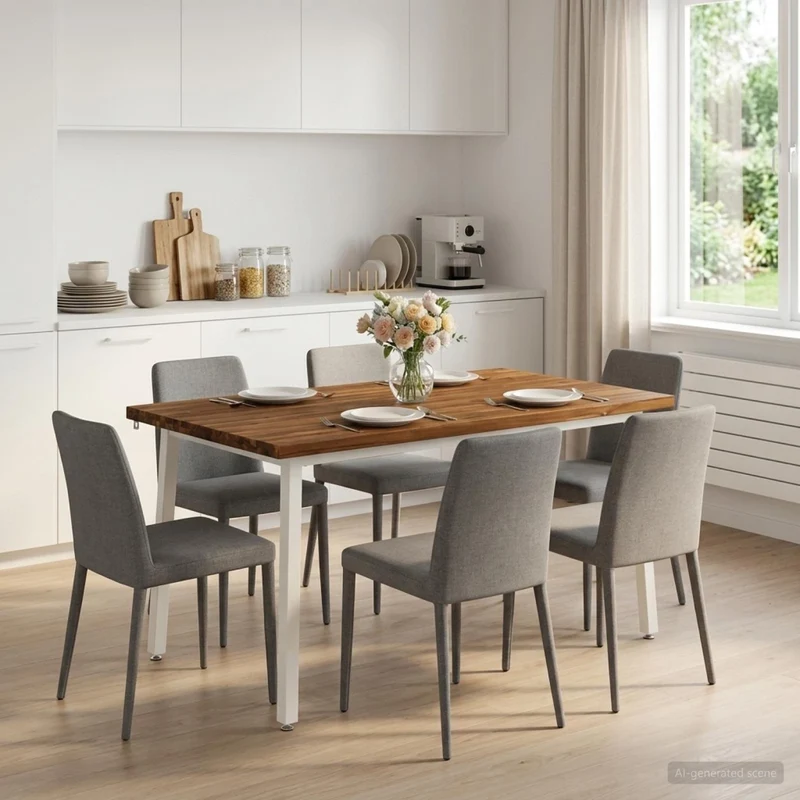 Tavolo da pranzo quadrato 140 x 90 x 75 cm Naturale 3425038