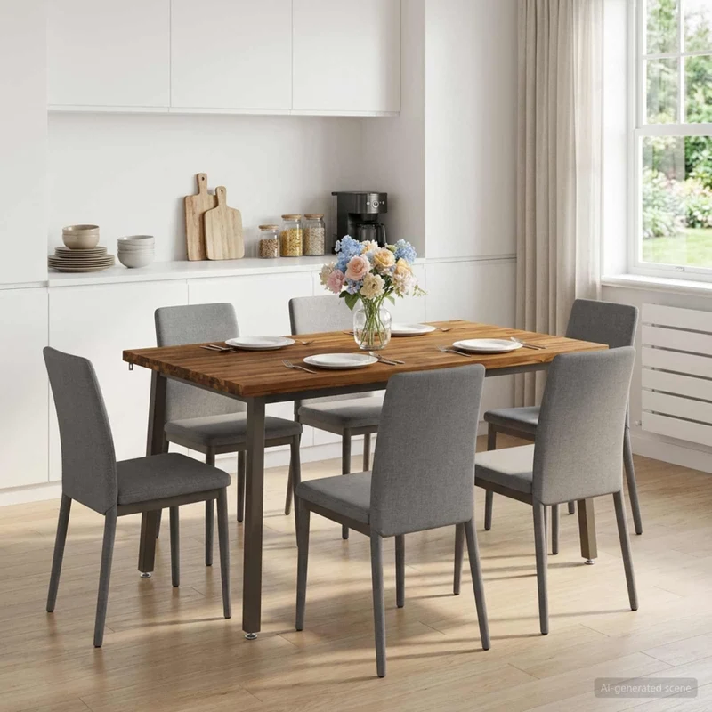 Tavolo da pranzo quadrato 140 x 90 x 75 cm Naturale 3425037