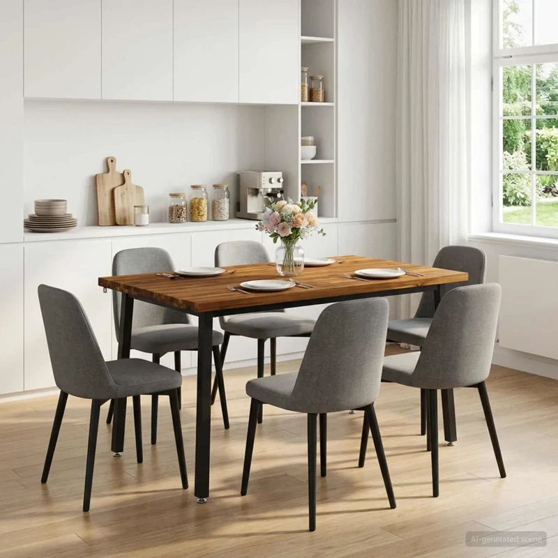 Tavolo da pranzo quadrato 140 x 90 x 75 cm Naturale 3425036