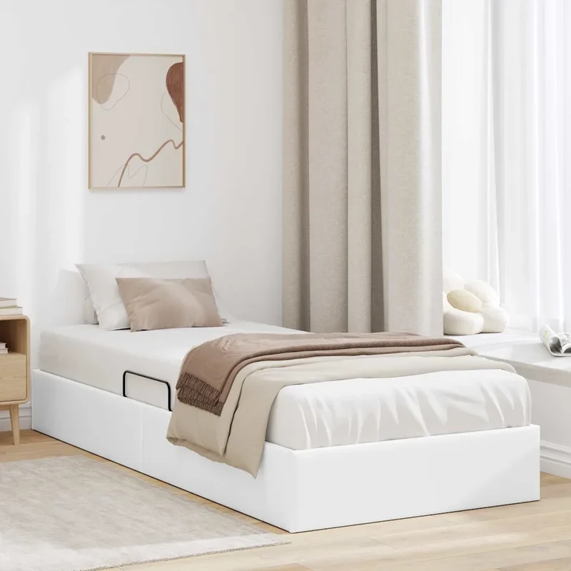 Letto con Contenitore Bianco 100 x 203 cm Similpelle 3369971