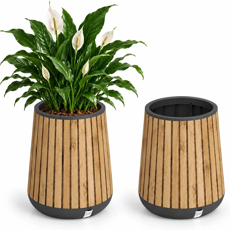 Keter Conical Plantar Vaso Fioriera per Piante Fiori Resiste UV Pino Chiaro