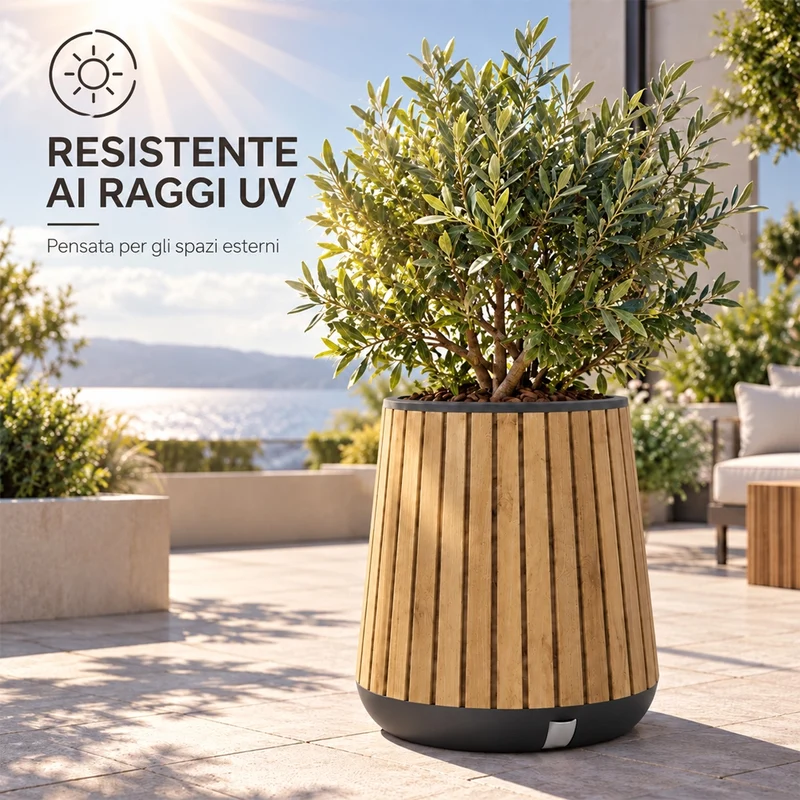 Keter Conical Plantar Vaso Fioriera per Piante Fiori Resiste UV Pino Chiaro