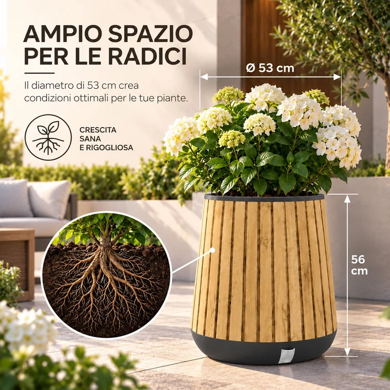 Keter Conical Plantar Vaso Fioriera per Piante Fiori Resiste UV Pino Chiaro