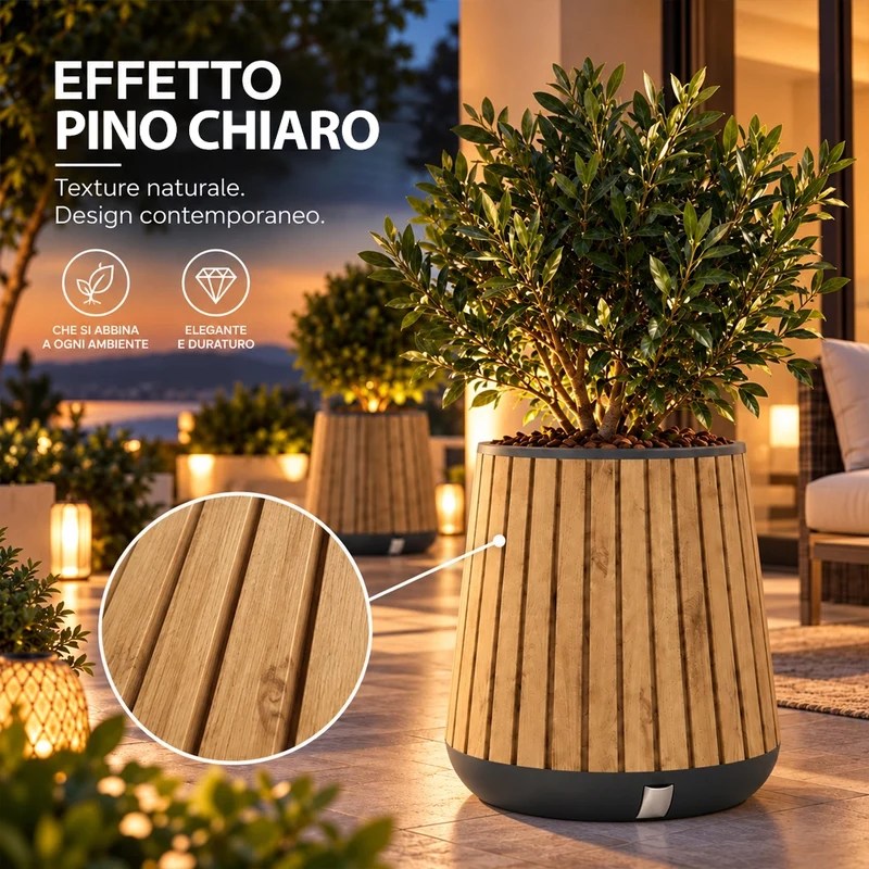 Keter Conical Plantar Vaso Fioriera per Piante Fiori Resiste UV Pino Chiaro