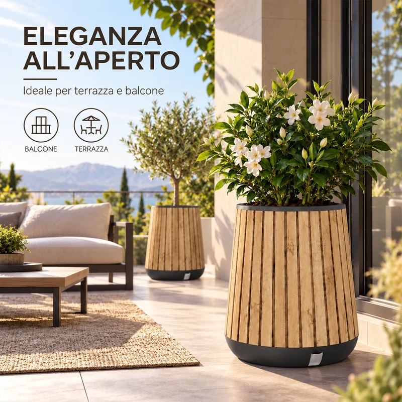 Keter Conical Plantar Vaso Fioriera per Piante Fiori Resiste UV Pino Chiaro