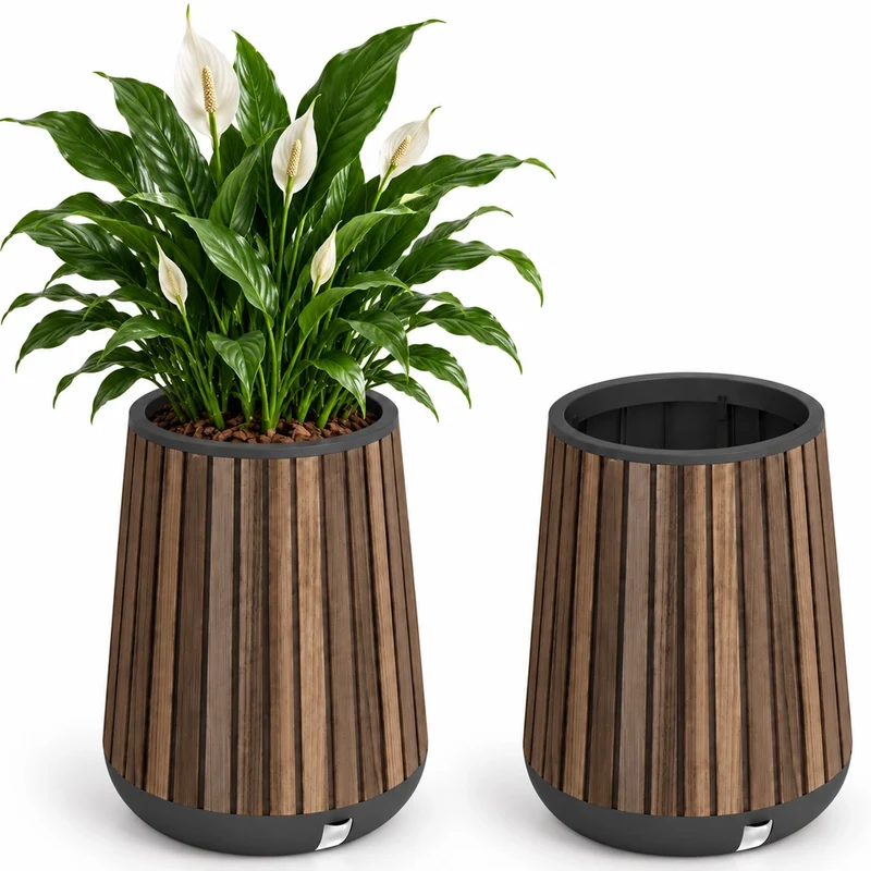 Keter Conical Plantar Vaso per Piante Fioriera per Fiori Marrone Resiste UV